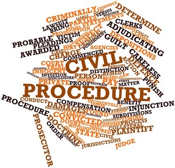 Abstract word cloud for Civil procedure with related tags and terms